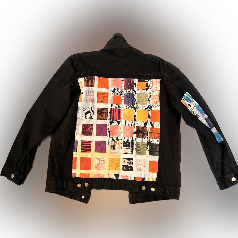 Custom Patchwork Black Jean Jacket - image 1